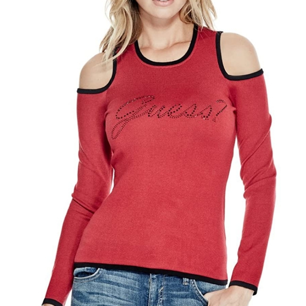 🖤 GUESS Holly Cold-Shoulder Graphic Top 🖤